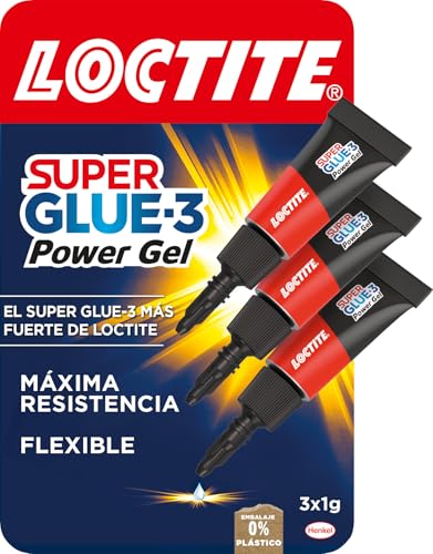 Loctite Super Glue-3 Power Gel Mini Trio, gel adhesivo flexible y resistente, pegamento instantáneo para superficies verticales, pegamento transparente extrafuerte, 3x1g