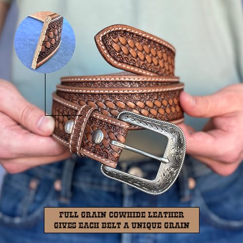 Daniel'S Artplanet FLORAL Western Belt For Men Full Grain One Piece Leather With Buckle Engraved Handmade Tooled 1.5 Inch  thumb #3