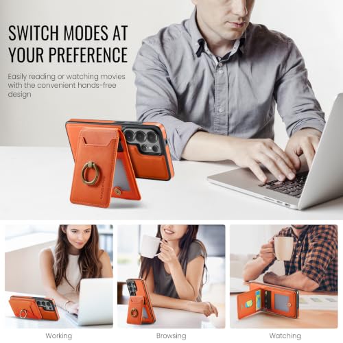 Étui portefeuille iPhone 16 Pro Max orange compatible charge Magsafe
