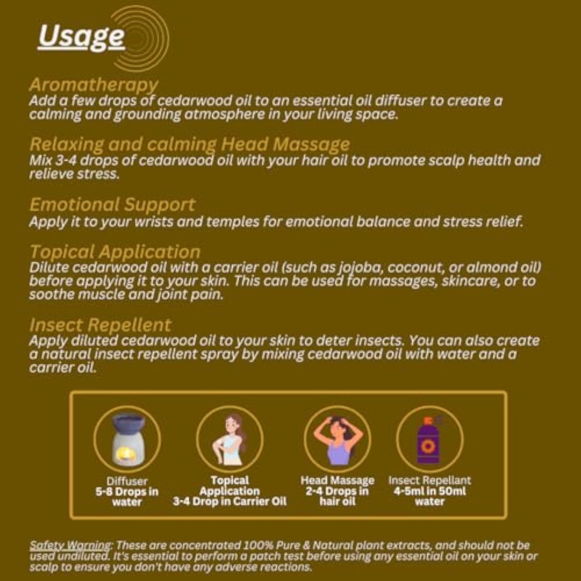 ULLASSA Cedarwood Essential Oil for Relaxation & Stress Relief