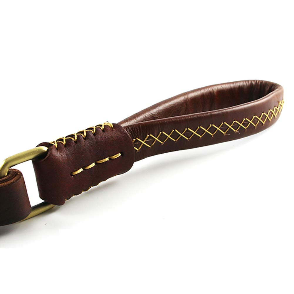 Correa de cuero para perros Cuerda de tracción para perros de doble capa ensanchada y engrosada Cadena de perro Golden Retriever Correa para mascotas Suministros para perros Marrón-brown-2.5cm*1.2m