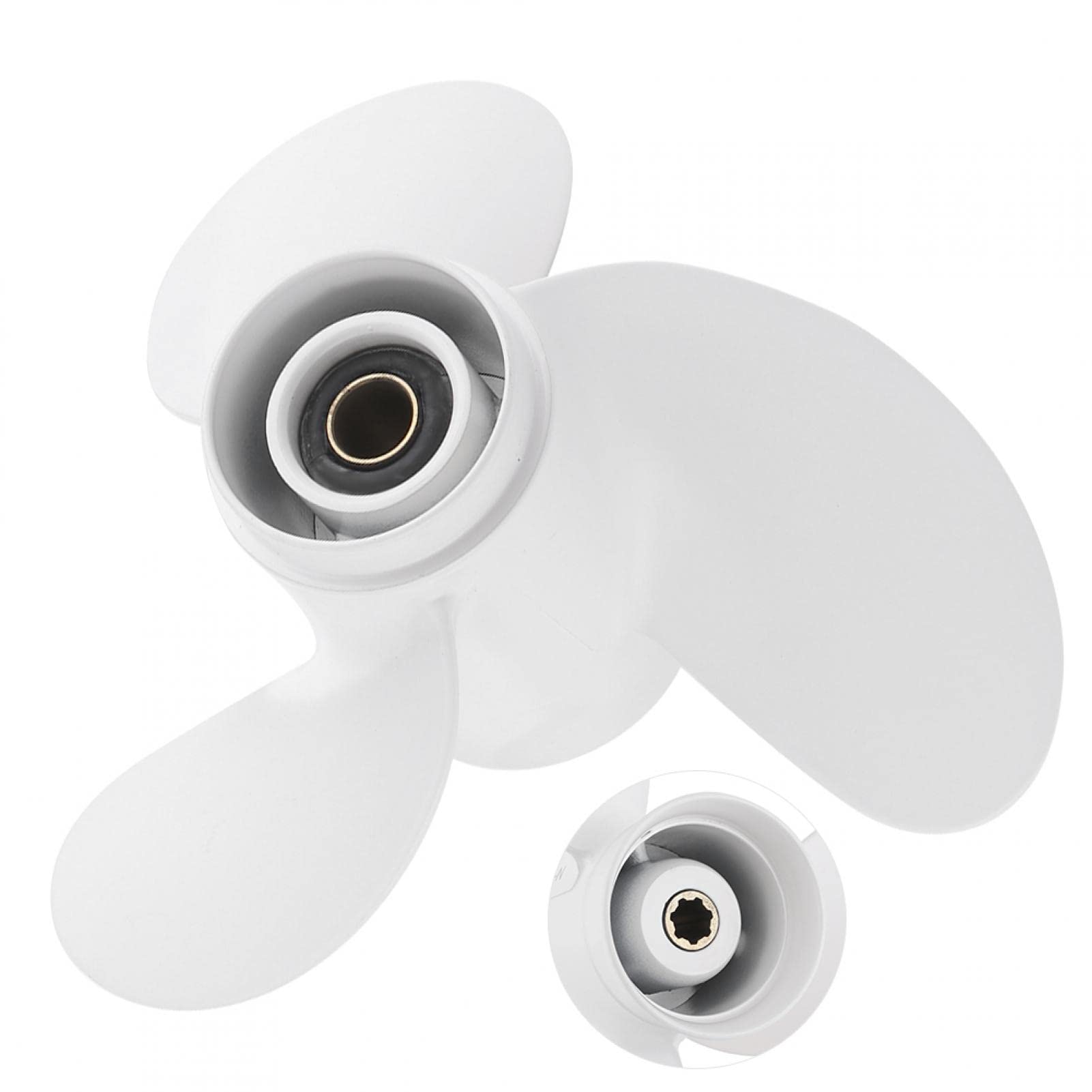 Elica fuoribordo, 7 denti scanalati 3 pale 6g1-45943-00-el 8 1/2 x 7 1/2 adatta per motore fuoribordo motore fuoribordo marino elica in lega di alluminio bianco