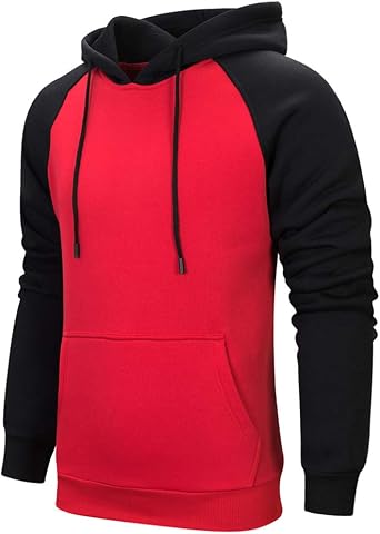 MANLUODANNI Men's Pullover Hoodies Hooded Sweatshirt Patchwork Top Casual Hoody with Kangaroo Pocket