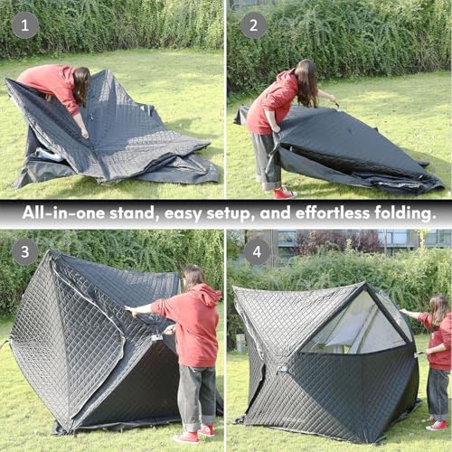 Tente de sauna d'extérieur portable pour 4 personnes avec piquets et cordes