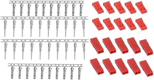 JSTプラグピン、JSTプラグ、耐久性のあるJSTメスおよびオスプラグバッテリー赤色ハウジングバッテリーコネクター(RC電気ヘリコプター用)(10 pairs)