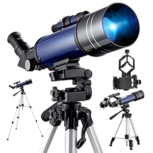 Telescope for Astronomy, 200X Pro 400/70 FMC Glass Optical Refractor Telescopes, With Adjustable Tripod Phone Adapter…