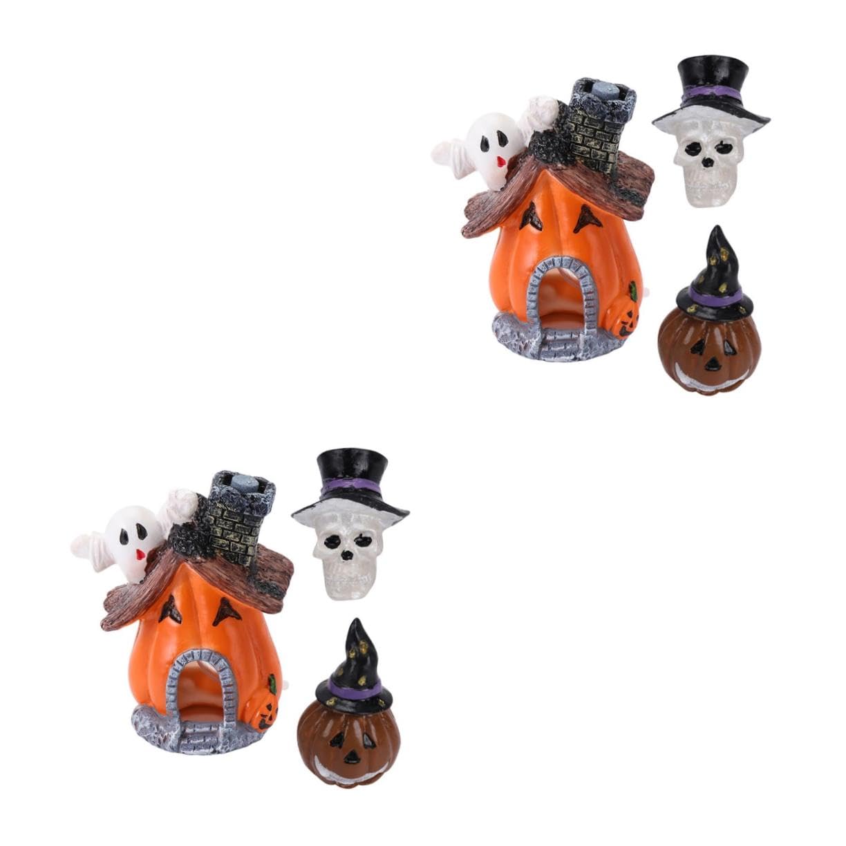 2 Ensembles Décoration Aquarium Halloween De Résine Ornements Festifs pour Poissons Aménagements Maison Crâne 3 Pièces * 2