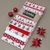 6 Fat Quarters Bundle - 'Scandi Coordinates – Red' Christmas Fabric Features Stags, Trees & Stars. 100% Cotton Ideal for Quilting, Patchwork, Crafting (with free patchwork pattern by Overdale Fabrics) - Image 9