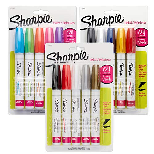 Rock Painting Kit: Sharpie Oil-Based Paint Markers, Medium Point, Assorted Colors, 15 Count