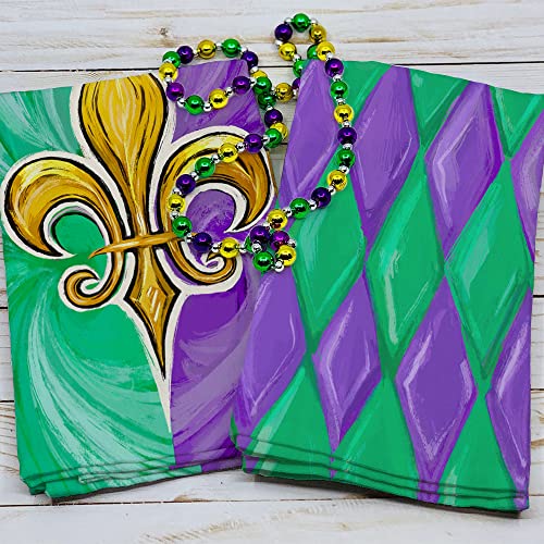 Arkeny Mardi Gras Kitchen Towels For Mardi Gras Décor Watercolor Fleur De Lis Dish Towels 18X26 Inch Ultra Absorbent Bar Drying Cloth Tea Sign Hand Towel For Mardi Gras Carnival Decorations Set Of 2 #TOP6
