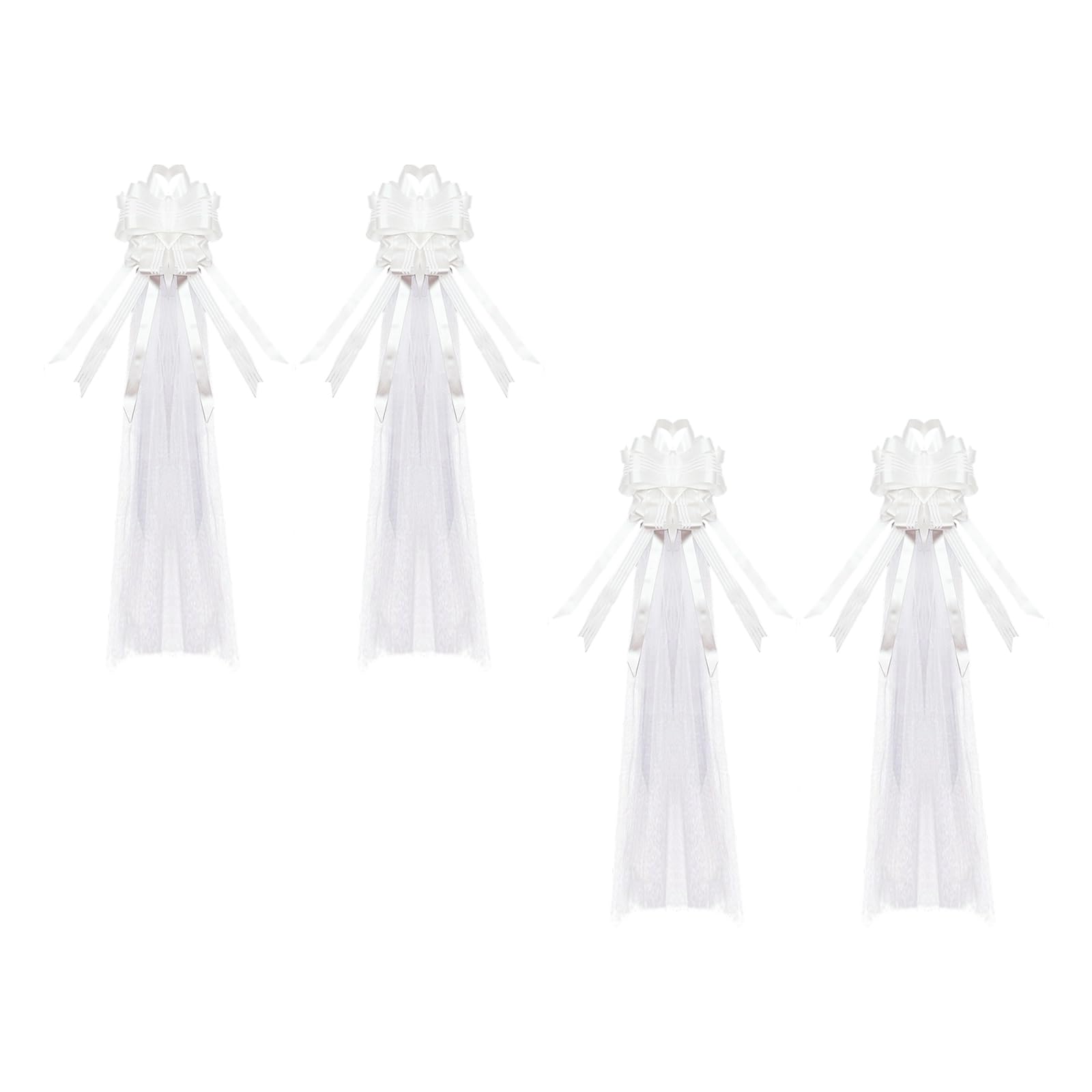 Zxfdsfdbnm Romance Wedding Chair Bows with Long Veil Tails Multipurpose Decoration for Parties Anniversaries Ceremony 4PCS Aisle Decoration