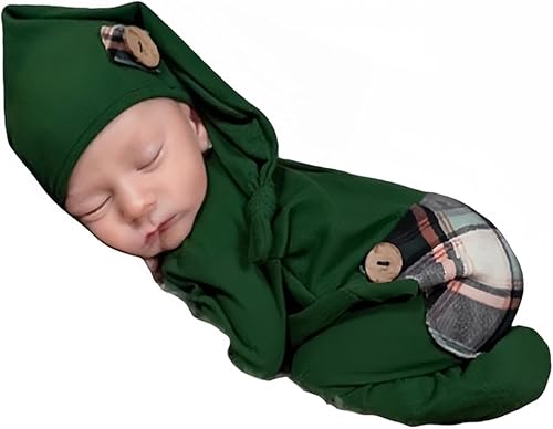 Vista 27 de Ropa de Navidad para recién nacido, accesorios para sesión de fotos, ropa de ganchillo, pantalones de sombrero rojo de Papá Noel, accesorios