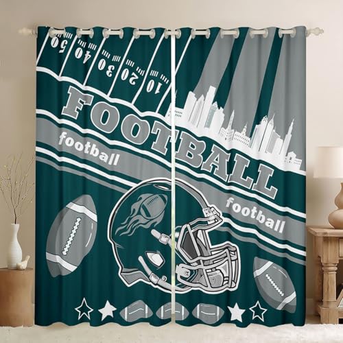 Feelyou Football Blackout Curtains (2 Panels, 38 x 45 Inch) Rugby Sports Philadelphia Curtains for Bedroom Living Room Football City Window Treatments
