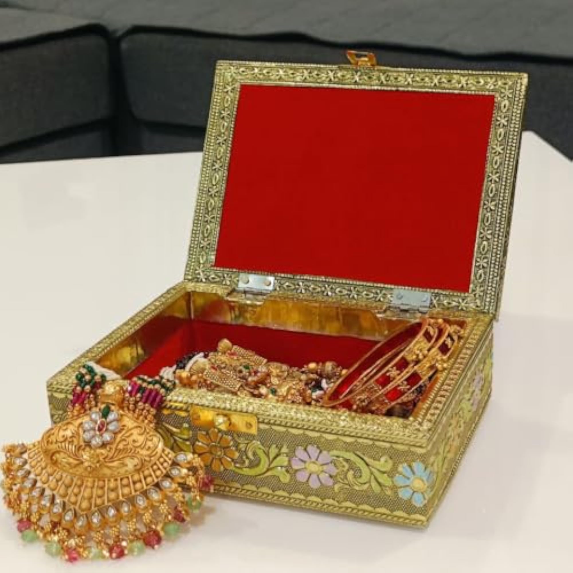 Handmade Wooden Oxidised Jewellery Organizer Storage Box