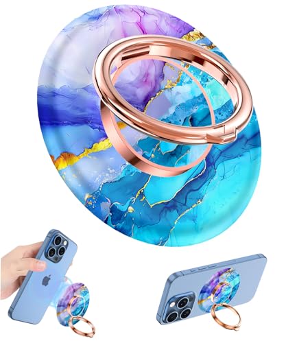 Image of Magnetic Phone Ring Holder for MagSafe Grip,[Super Magnet],Stylish 360 Rotation Cell Phone Grip Stand Finger Ring Kickstand for iPhone 17 16 15 14 Pro Max,iPad and Smartphones,Blue