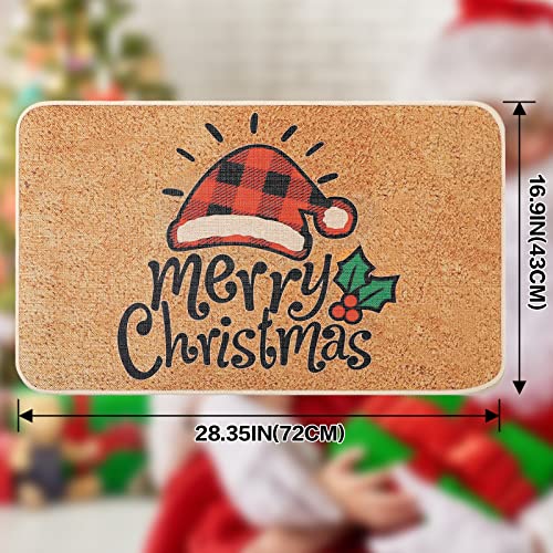 Christmas Door Mat Xmas Hat Decorative Welcome Non-Slip And Washable Doormat Delicate Vivid & No Fading Porch Recycled Rubber Back Doormat Rugs For Indoor Outdoor 30" X 17" #TOP5
