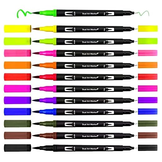 Unnderwiss Rotuladores Lettering 12 colores brush pen punta de fina doble punta pincel Acuarelables para graffiti Caligrafía Dibujo Lettering para Niños y Adultos