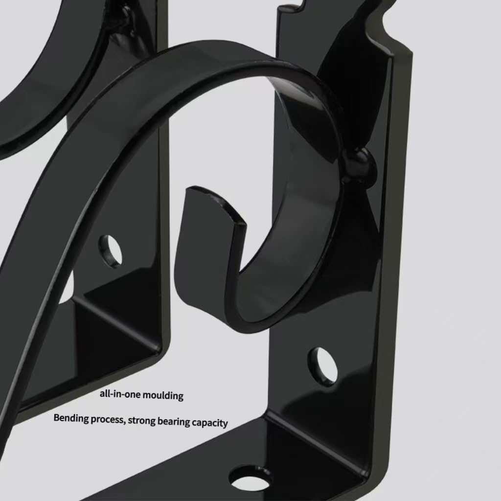 2 Pcs Cast Iron Shelf Brackets, Heavy Duty 90 Degree Corner Brackets Wall Mounted with Vintage Design for Floating Shelves, with Hardware(Black,300x193mm/11.8x7.6in)