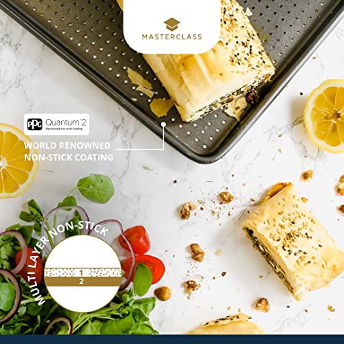 Masterclass Kcmccb3 Crusty Bake Perforated Baking Tray With Pfoa Non Stick, Robust 1 Mm Carbon Steel, 39 X 27 Cm, Grey #TOP4
