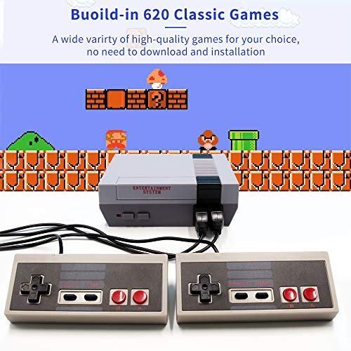 Classic Mini Retro Game Console, EFFUN Retro Game Console with Built-in 620 Games and 2 NES Classic Controller, AV Output Video Game for Kids Gift, Birthday Gift Happy Childhood Memories