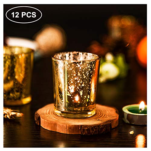 SUPREME LIGHTS ·2017· Gold Votive Candle Holder-Set of 12 Wedding Centerpieces for Table