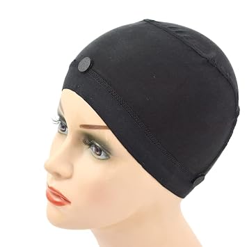 YANTAISIYU 1 Piece Wig Cap Black Dome Cap with Silicone Non-slip Wig Cap Elastic Wig Caps for Making Wig