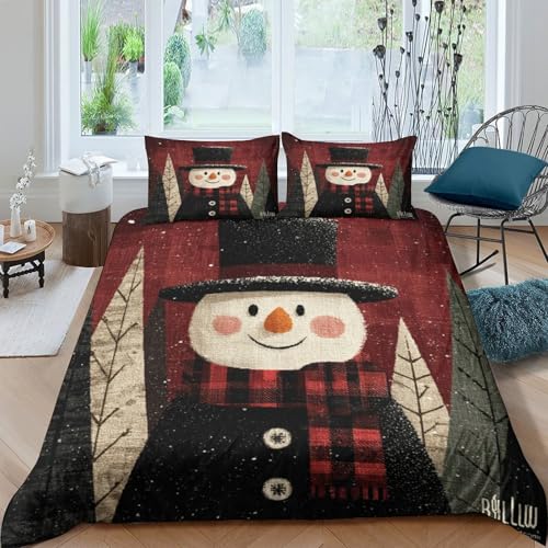 Housse de couette bonhomme de neige imprimé 3D microfibre parure de lit 140x200 - 4