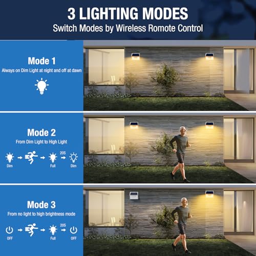 Image of Peasur Solar Lights Outdoor Motion Sensor Waterproof, 1Pack 140LED White Solar Powered Fence Lights, 3 Modes Security Wall Lights for Garden Yard Outside Warm