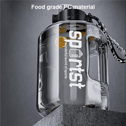 Bouteille d'eau avec marqueur de temps gourde XXL de 2,7L noire