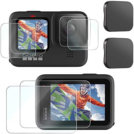 [8pcs] FINEST+ Screen Protector for GoPro Hero 11/Hero 10/ Hero 9 Black,Tempered Glass Screen Protector+Tempered Glass Lens Protector+Tempered Glass Small Display+Lens Cover Film for Go Pro Hero11/10/9 Black Action Camera