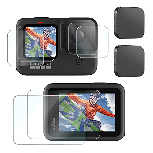 [8pcs] FINEST+ Screen Protector for GoPro Hero 9 Black,Tempered Glass Screen Protector+Tempered Glass Lens Protector+Tempered Glass Small Display+Lens Cover Film for Go Pro Hero9 Action Camera
