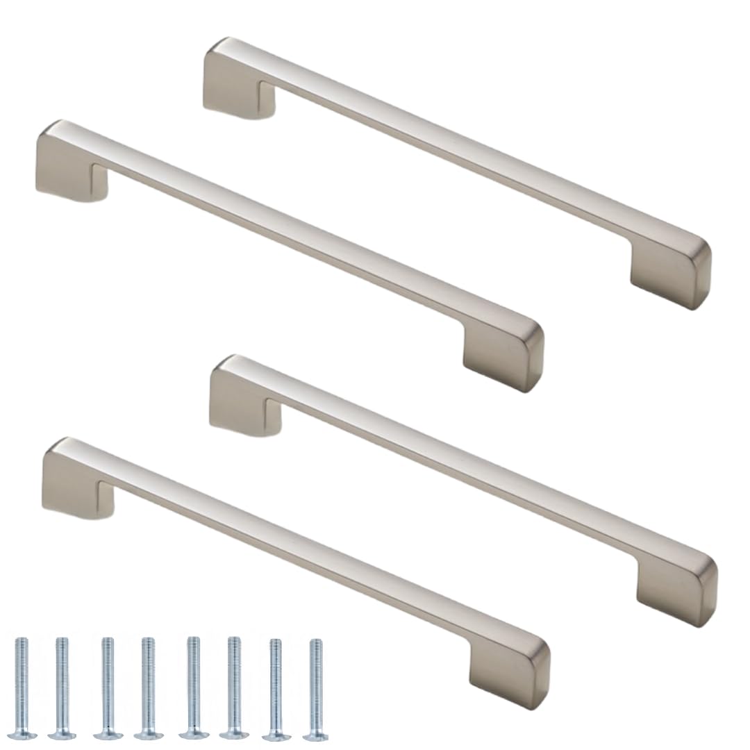 NLQCSXWEP Zinc Alloy Cabinet Bow Handle, Zinc Alloy Cabinet Handles Pack of 4 Multicolor 96-320mm(192mm Matte Brushed)