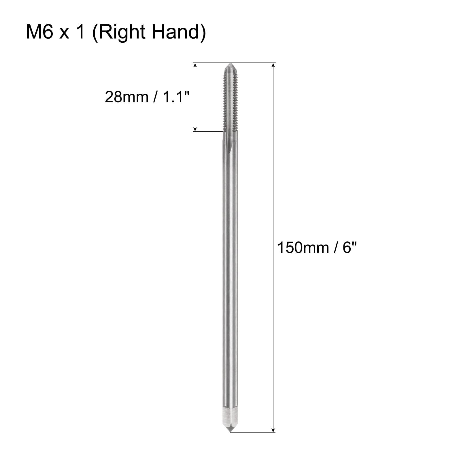 TA-VIGOR M6 x 1mm Metric Thread Tap, 150mm Long Straight Flute Screw Thread Milling Machine Taps with 3 Flutes Ground Threads - Image 2