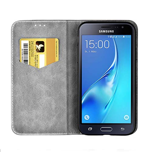 ZSHW com suporte, compartimentos para cartões, carteira e cordão (cinza), capa de couro flip horizon