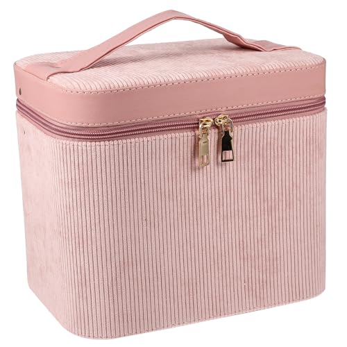Mallette cosmétique double couche rose pour organiser tout son maquillage