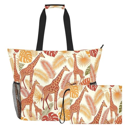 Sac fourre-tout girafe imperméable multi-poche pour serviette de bain voyage