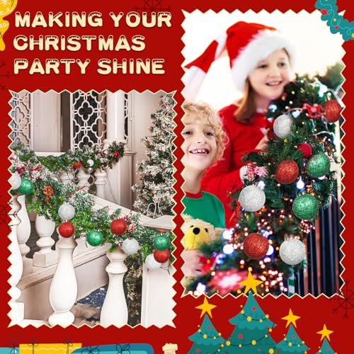 Liliful 72 peças mini bolas de Natal mini enfeites de pendurar árvore de Natal glitter bola de Natal