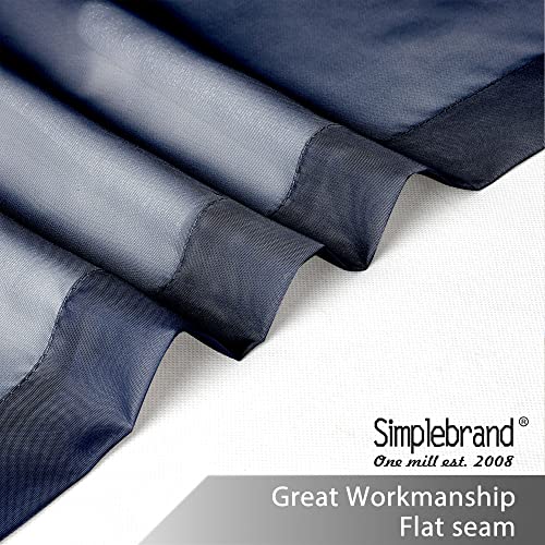 Image of Simplebrand Navy Tier Curtains for Kitchen 24 Inches Long 2 Panels Set, Rod Pocket Cafe Curtain Light Filtering Sheer Short Curtains for Bathroom /Basement Half Window 42 x 24 Inch, 2Pcs, Navy