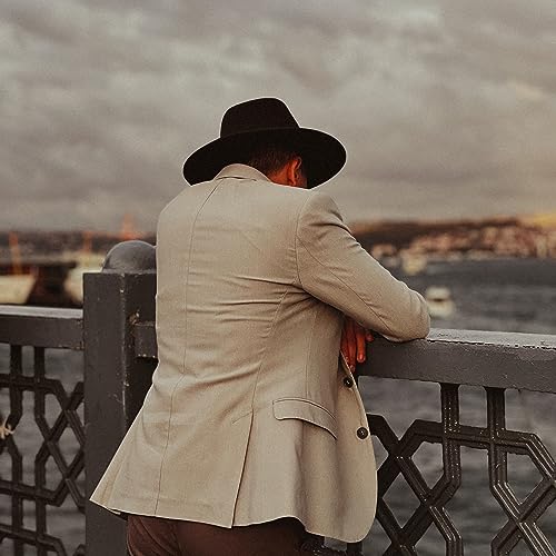 Image of Fedora Hats for Men Wide Brim Panama Hat with Classic Belt