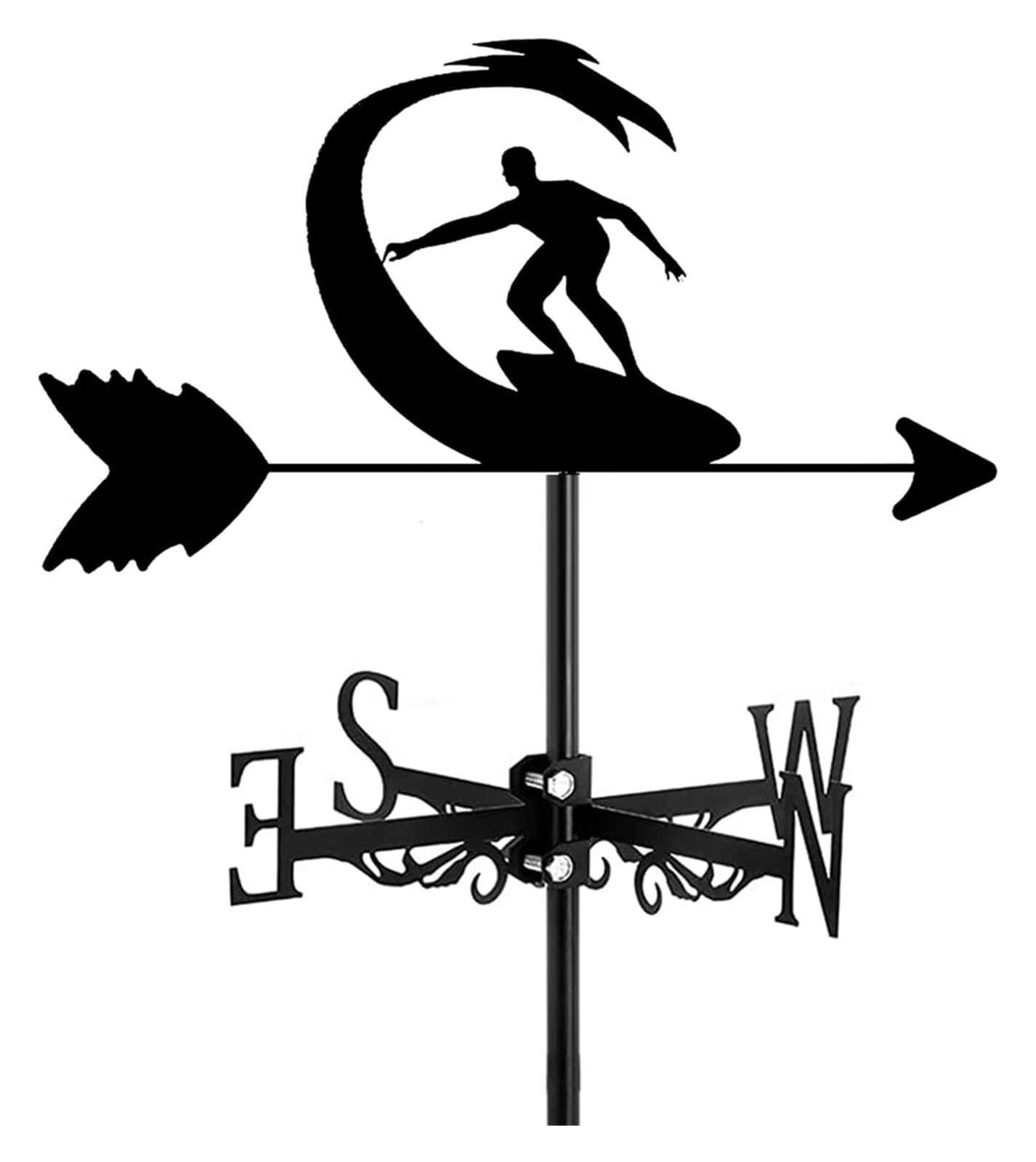 TAXXII Metal Weather Vane,Sports Physical Project Decoration Weathervane for Gardens Roof,Outdoor Lawn,Fence Posts,Pergola,Greenhouse,Barn Or Shed(Surfing)