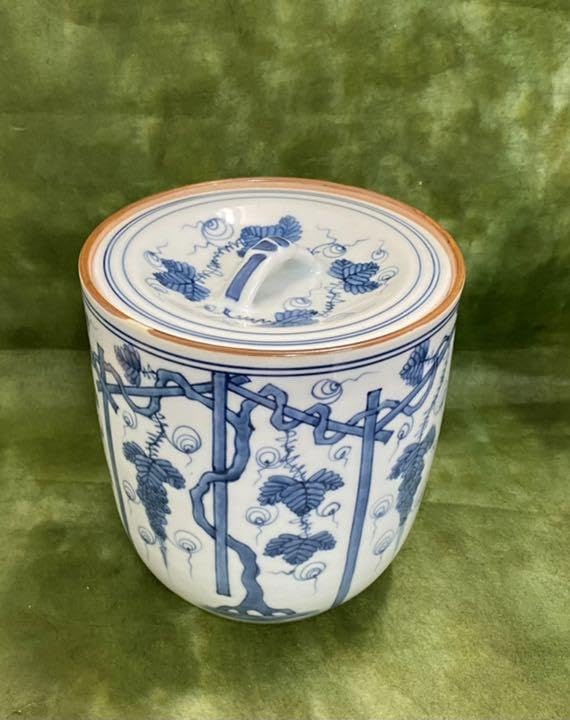 Amazon.co.jp: 茶道具 富田静山 染付葡萄棚繪 水指 静山造 陶器 工芸品 