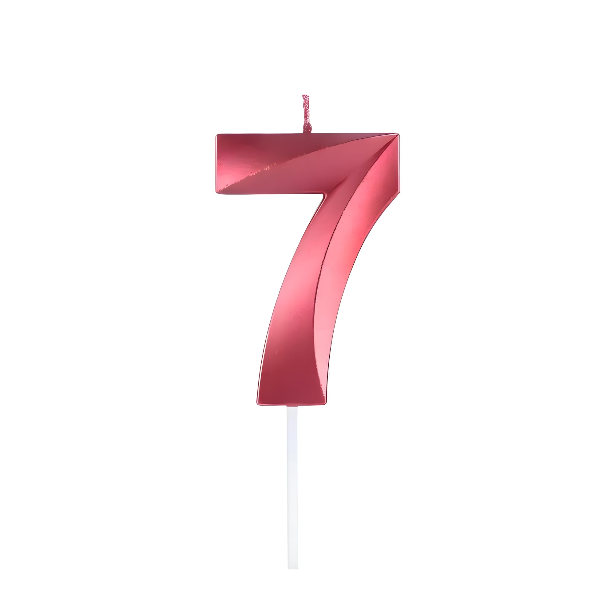 Juzfun Birthday Candles 7 Metallic Red Number Seven Year Candle Anniversary Cake Topper Decoration Size Width 3.5 x Height 5 cm