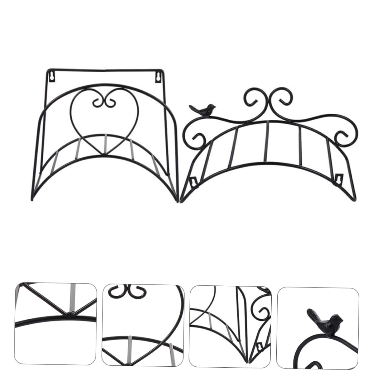 Soporte para Manguera de Jardín 2 Piezas de Hierro Negro | Montaje en Pared, Uso Interior y Exterior, Estilo Antiguo Elegante, para Organizar Mangueras