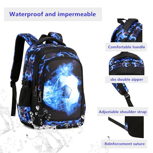 Lmwzh schulrucksack jungen rucksack teenager schultasche jungen schulranzen 5 klasse Wasserdicht und leicht school bag (Blau)