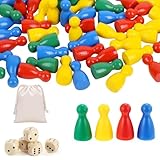 pions petit chevaux Matériaux de Haute Qualité:Fabriqué en bois dur de haute qualité, le pion jeu de société présente une surface lisse et sans bavures et un toucher délicat qui ne rayera ni vos mains ni le plateau de table. Léger et résistant aux chutes, le pion et dés offre d'excellentes propriétés anticorrosion et imperméables. Même en cas de taches d'eau, il résiste à la déformation et à la moisissure, garantissant une longue durée de vie.