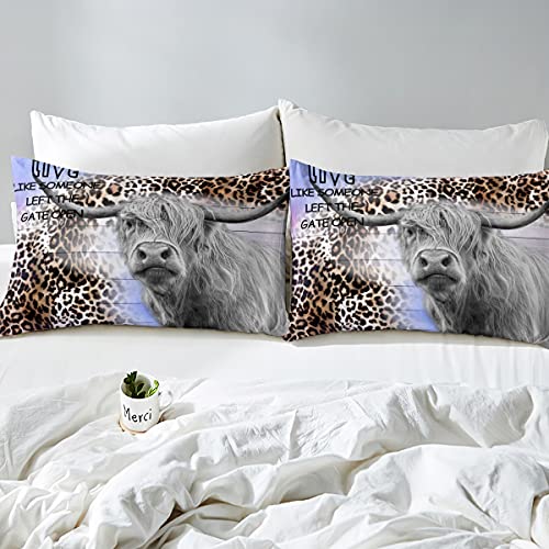 Housse de couette léopard et vache Super King pour lit enfant et adulte