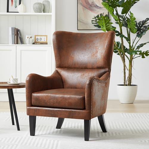 Sillón Alto Respaldar con Tachuelas Marrón