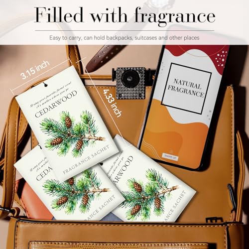 Image of Cedarwood Scented Sachet Bags - 12 Pack Drawer & Closet Freshener, Long Lasting Odor Eliminator for Wardrobes, Cars & Storage, Home Fragrance Air Freshener Sachets