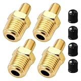 Mandark 4PCS Brass Car Air Inflator Adapter, 1/4' NPT(M) to Standard Schrader Valve (M), Portable Automotive Tire Inflator Connector for Air Compressor Tank, Air Hoses, Air Chuck