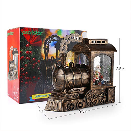 pearlstar Singing Snow Globe Lantern - Lighted Christmas Santa Claus Lantern, Water Snow Globe with Swirling Glitter and Battery & USB Powered, Great Home Decoration and Gift (Train) - Thumbnail 3